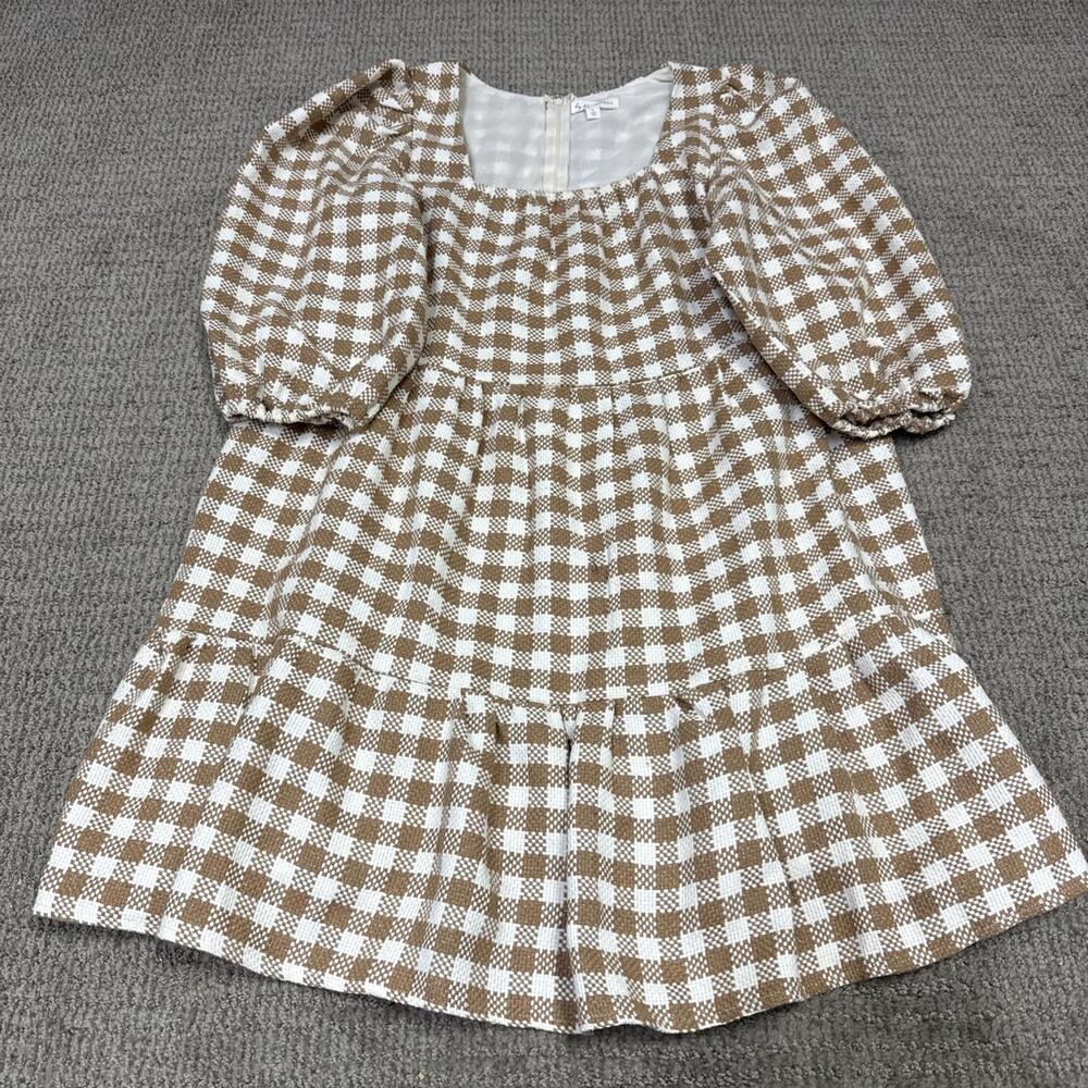 By The River Dress Beige White 3/4 Sleeve Women’s Size Large - Picture 1 of 11